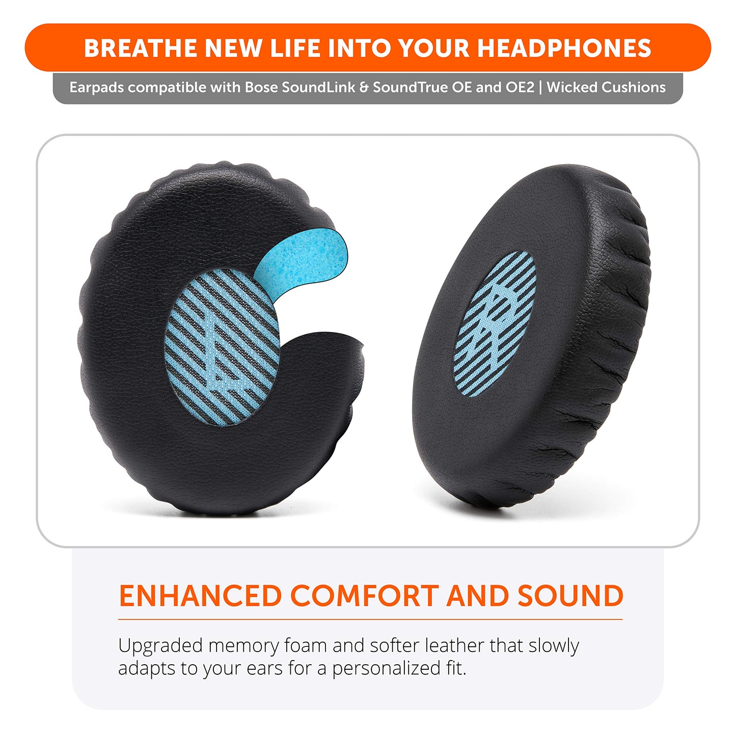 WC Wicked Cushions Replacement Ear Pads for Bose On-Ear 2 (OE2 & OE2i) Headphones - Earpads for Bose SoundTrue & SoundLink On-Ear (OE) Headphones