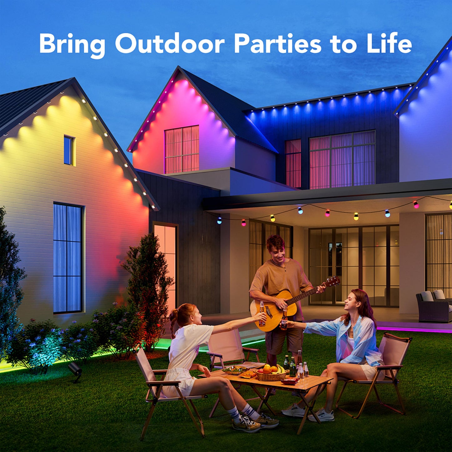 XSY CSZXINGSY 50ft Permanent Outdoor Lights Pro - RGB-IC Smart Lights IP68 Waterproof, Music Sync for House Roof, Christmas & Year-Round Decor(Similar