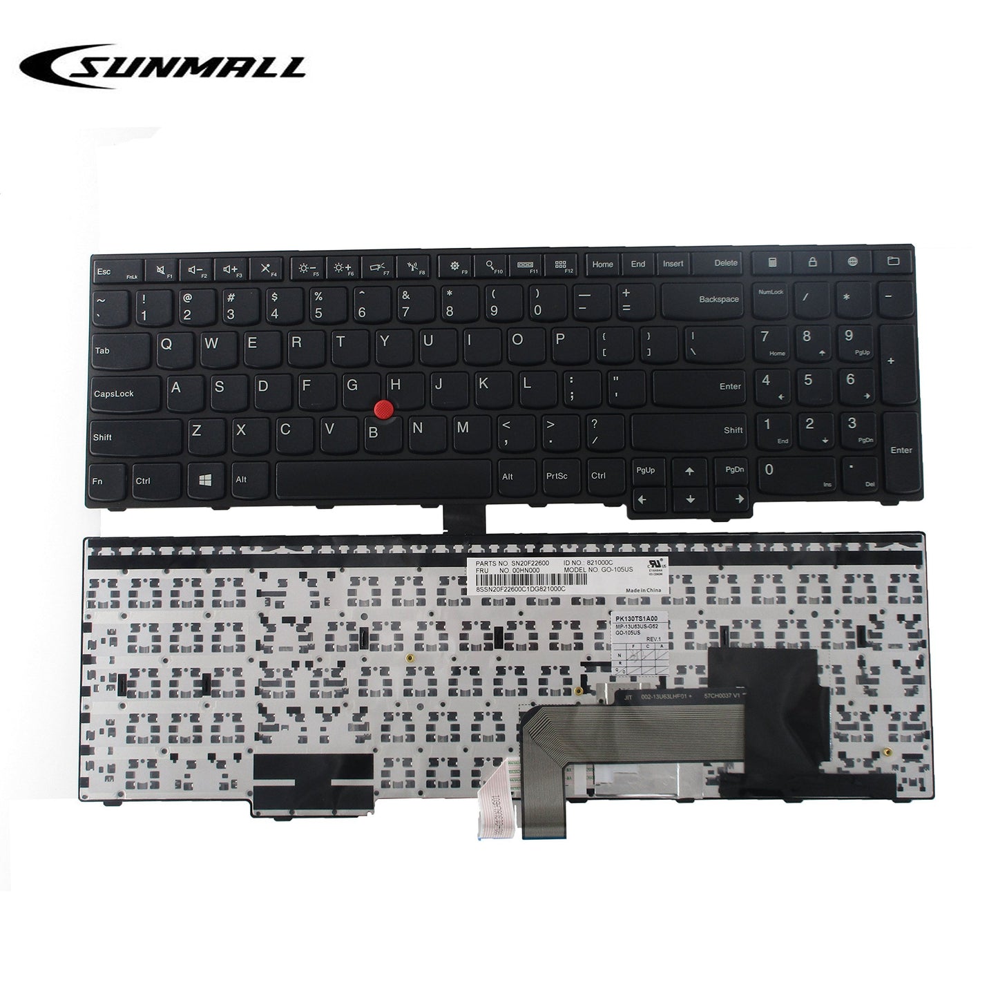 SUNMALL Laptop Keyboard Replacement with Frame Compatible with Lenovo Thinkpad E550 E550C E555 E560 E565 Series Laptop Black US Layout