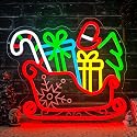 Sled Neon Sign Dimmable Christmas Neon Sign for Wall Decor Christmas Neon Lights Window Decorations christmas Light Up Sign for Bedroom Living Room