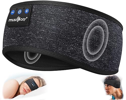 MUSICOZY Sleep Headphones Bluetooth 5.4 Headband Headphones, Wireless Earphones Music Sleep Earbuds for Side Sleepers Sleeping Eye Mask for Women Men…