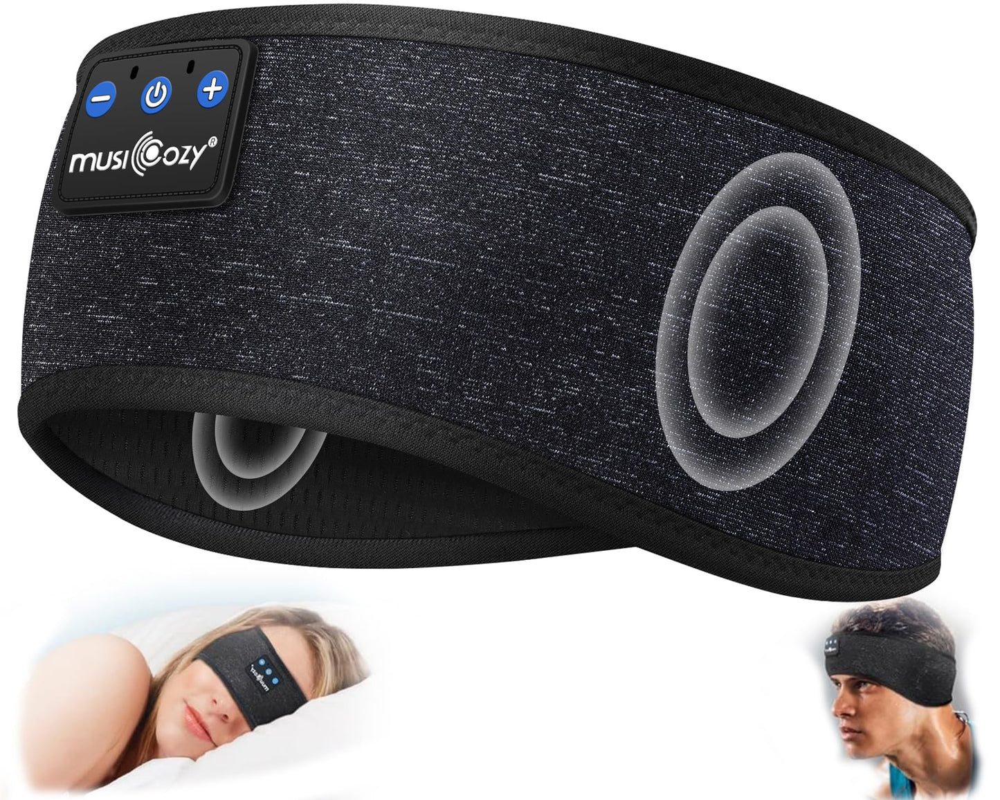 MUSICOZY Sleep Headphones Bluetooth 5.4 Headband Headphones, Wireless Earphones Music Sleep Earbuds for Side Sleepers Sleeping Eye Mask for Women Men…
