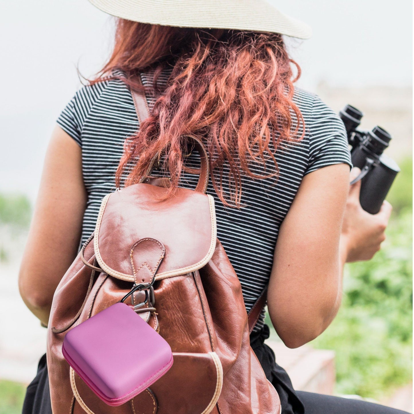 HanZhiQiang Hard Travel Carrying Mic Case Wireless Lavalier Microphone Case with 3 Slots for Wireless Lavalier Microphone Lapel clip-on Mic (Pink)