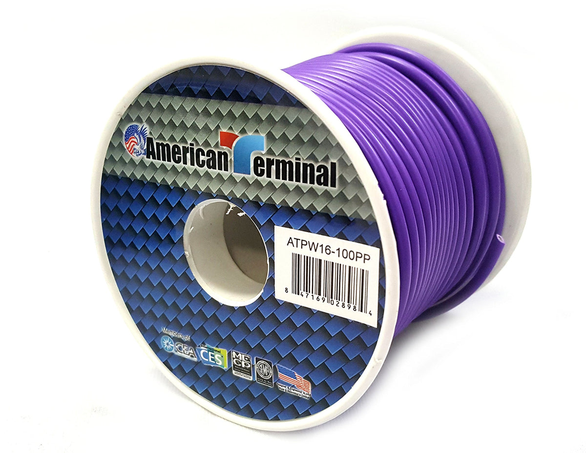American Terminal ATPW16-100PP 16 Gauge Primary Wire, Purple