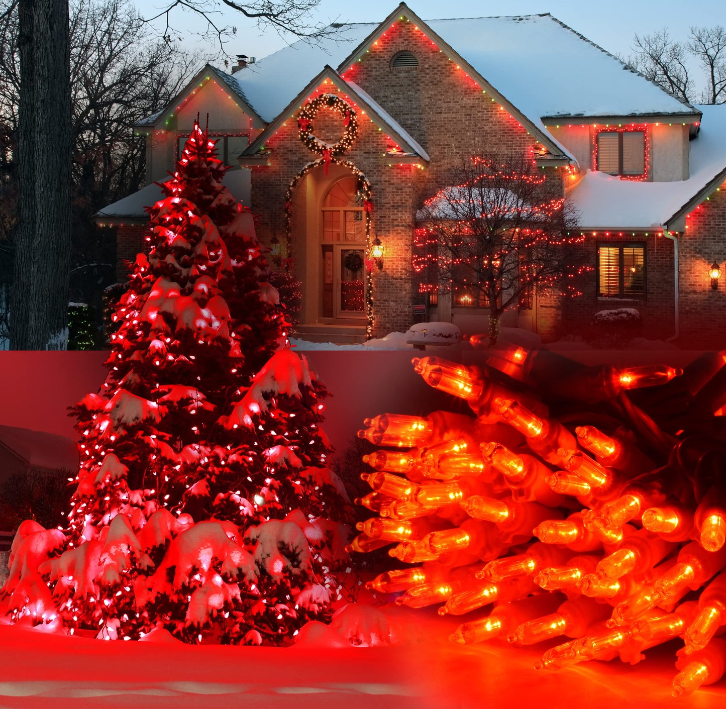 Holiday Essence 100 LED Red Christmas, White Wire 26.9 Feet Long String Lights Set for Outdoor/Indoor Décor, Valentines Day, Wedding, Halloween