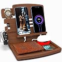 MED Wood Phone Docking Station Nightstand Desk Organizer for Phone, Watch, Wallet & Tablet Gift for Men, Husband, Father's Day, Dad & Women Model 1