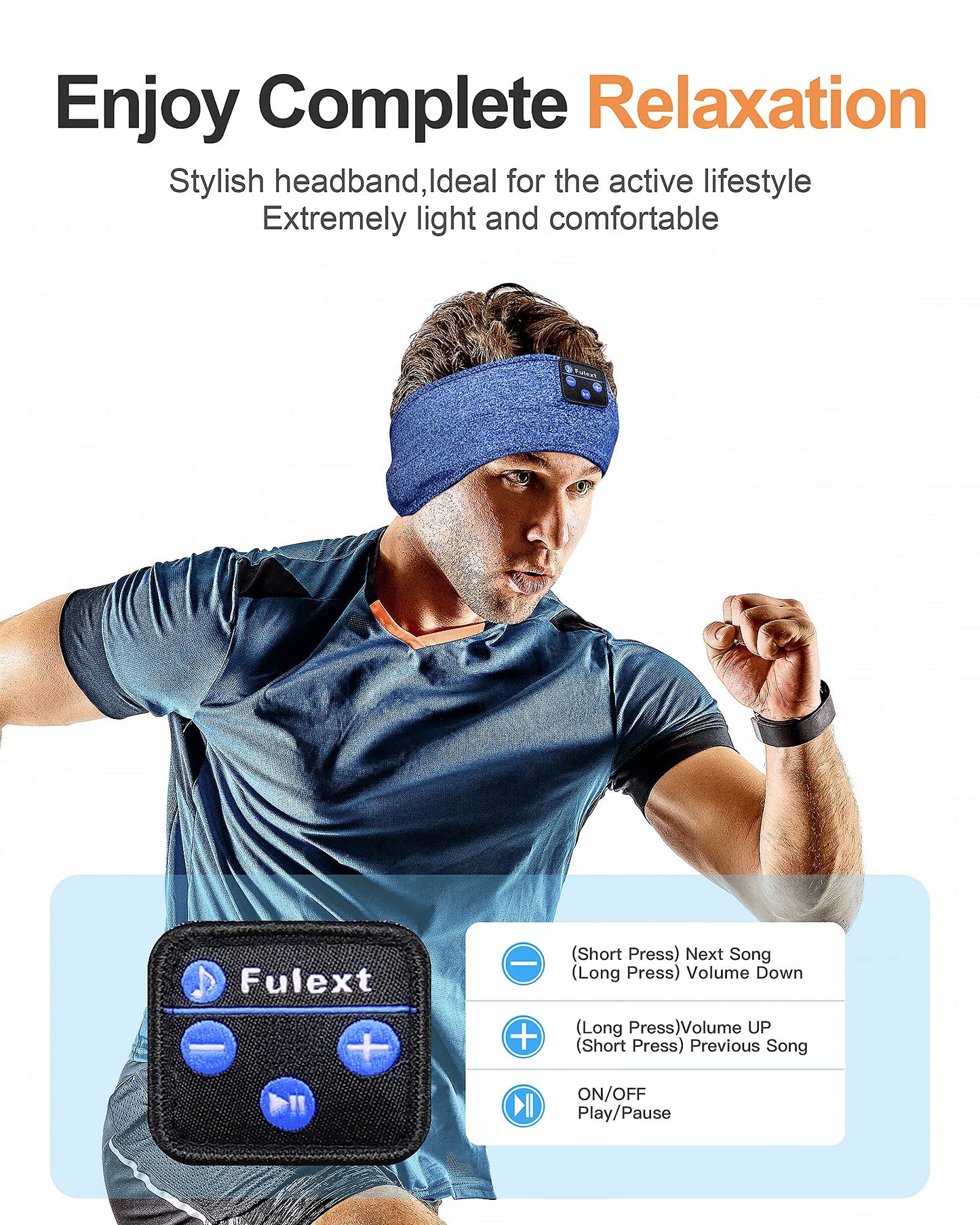 Fulext Sleep Headphones Bluetooth Headband,Sleeping Headphones Sports Headband, Long Time Play Sleeping Headsets with Built in Speakers Perfect…