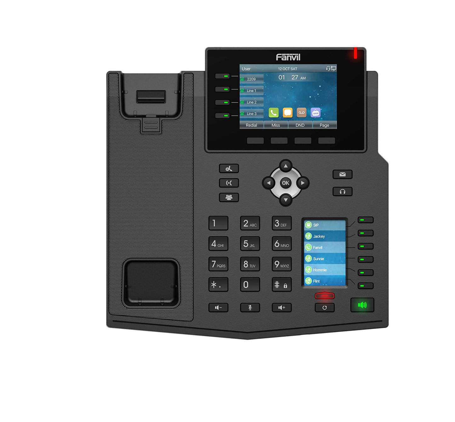 Fanvil X5U High-End VoIP Phone, 3.5-Inch Color Display, 2.4-Inch Side Color Display for DSS Keys. 16 SIP Lines, Dual-Port Gigabit Ethernet, Power