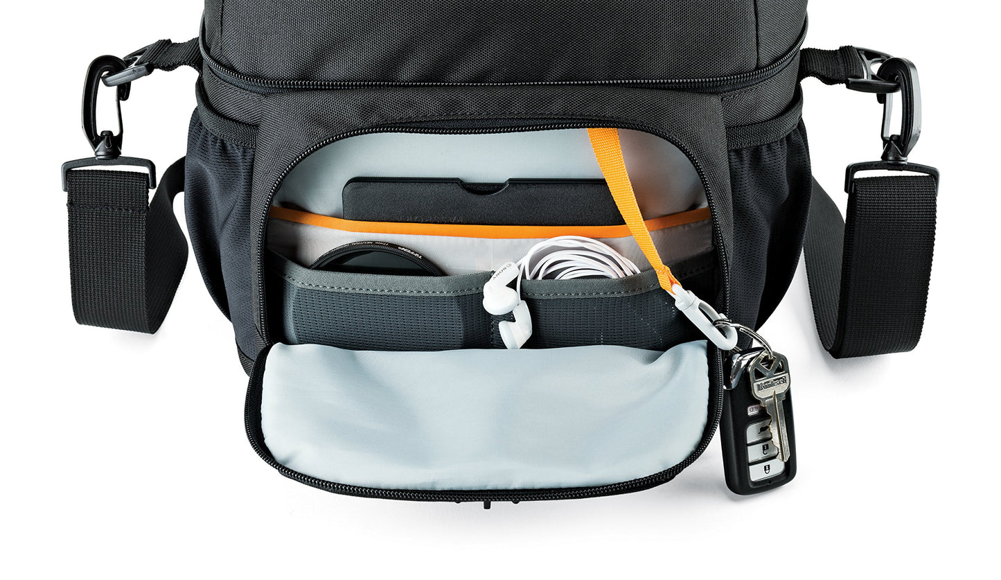 Lowepro LP37123, Nova 180 AW II Camera Bag, Waterproof, Customizable, Fits Pro-Depth DSLR with Lens, Compact Drone, 3-4 Additional Lenses, Flash