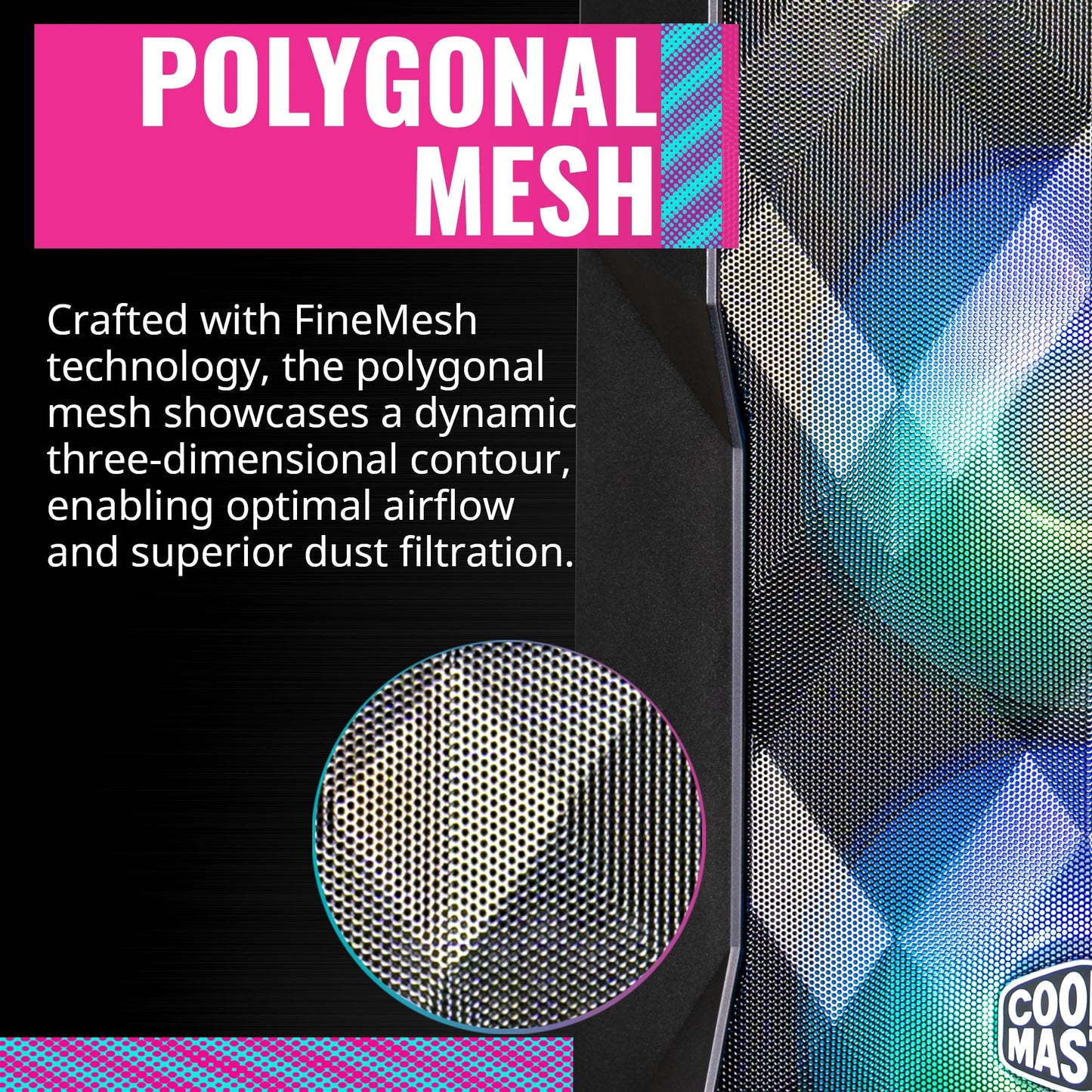 Cooler Master TD300 Mesh Micro-ATX Tower with Polygonal Mesh Front ana Removable Top Panel, ARGB/PWM Hub Tempered Glass, Dual Sickleflow PWM ARGB