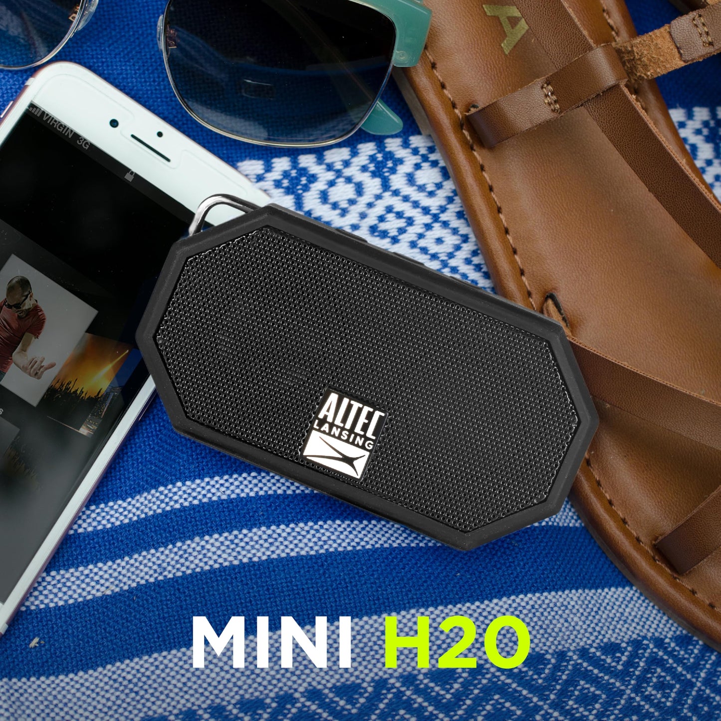 Altec Lansing Mini H2O - Waterproof Bluetooth Speaker, IP67 Certified & Floats in Water, Compact & Portable Speaker for Hiking, Camping, Pool,