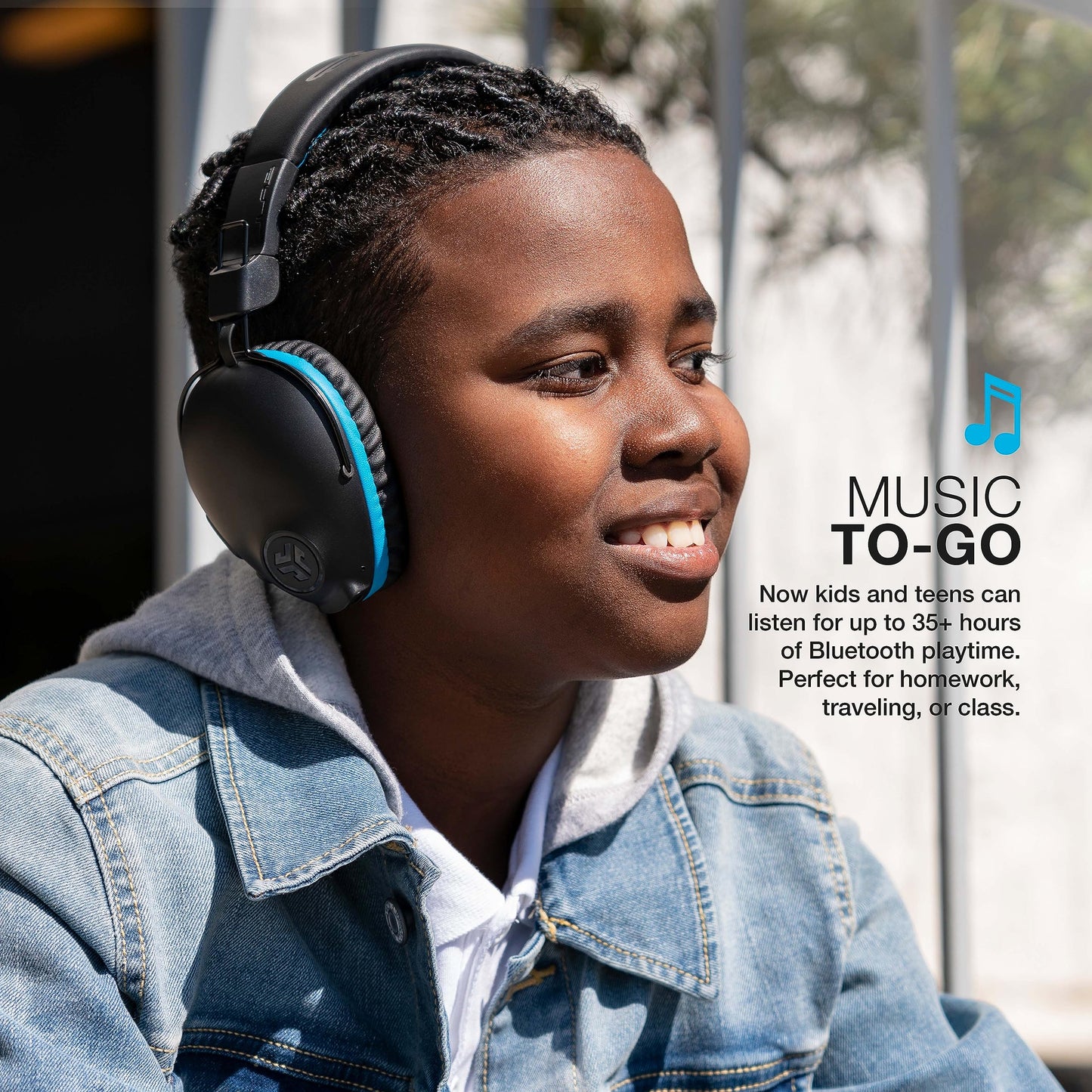 JLab JBuddies Pro Wireless Over-Ear Kids Headphones, 35+ Hour Battery Life, Built-in Volume Regulators for Safety, Share Mode, Folding, Adjustable…