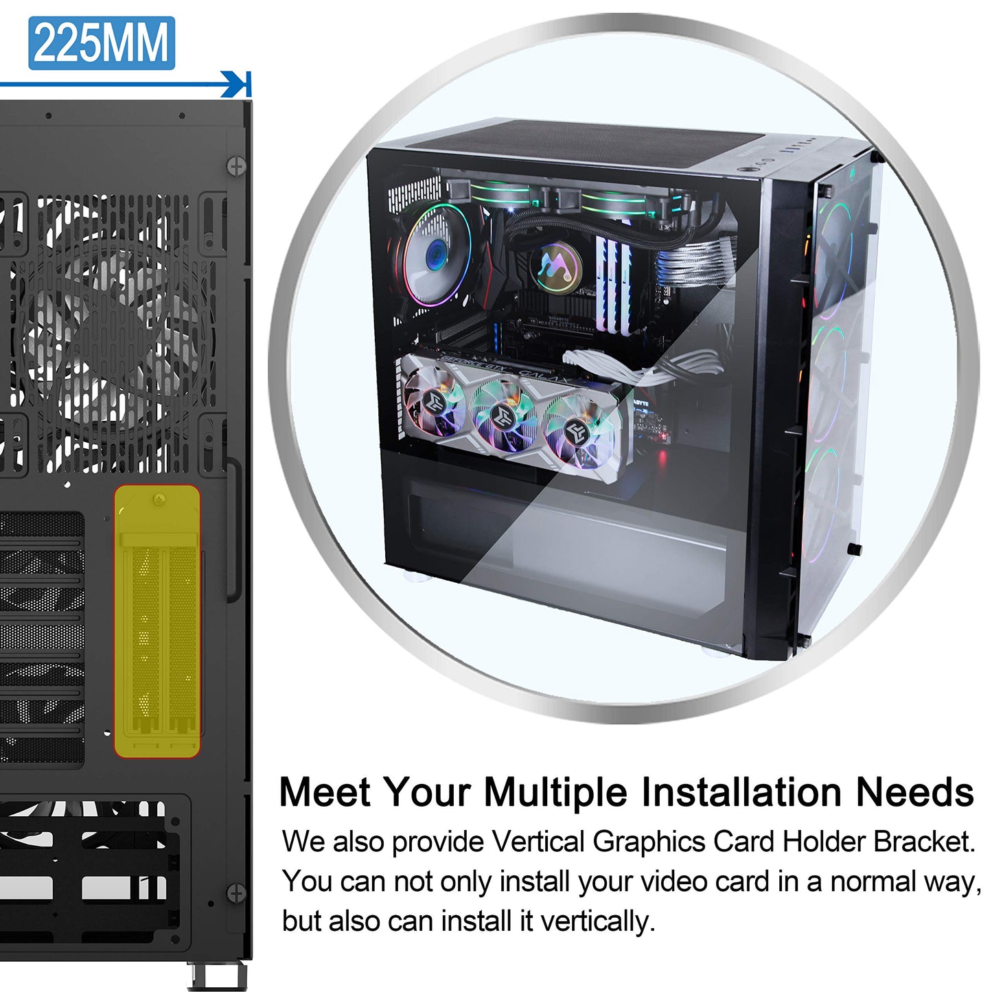 MUSETEX 6 PCS × 120mm LED ARGB Fans Pre-Installed & 2 PCS × USB 3.0 Ports?Gaming PC Case High Airflow ATX Mid Tower Case with Voice Control System, 2