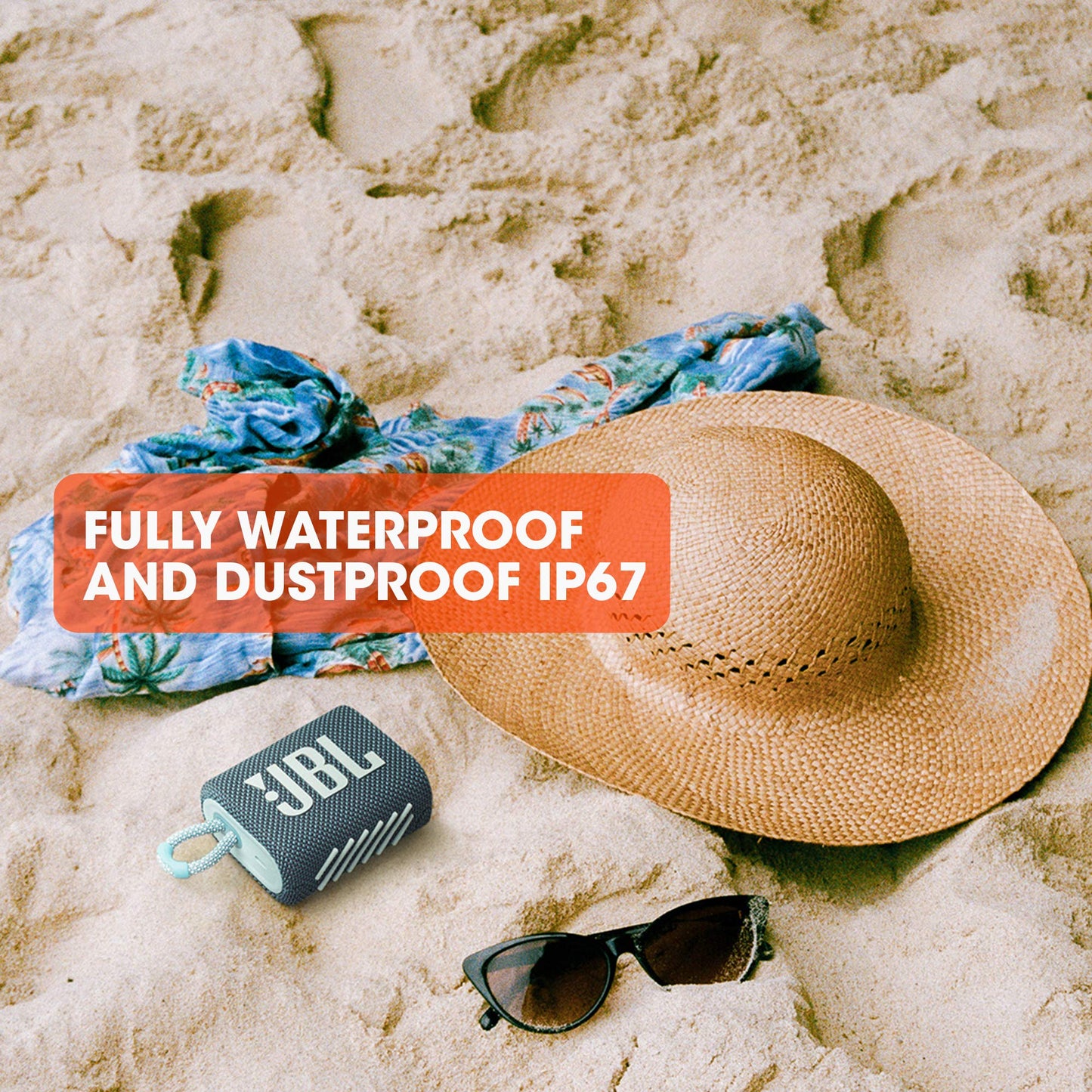 JBL Go 3: Portable Speaker with Bluetooth, Built-in Battery, Waterproof and Dustproof Feature - Green (Renewed)