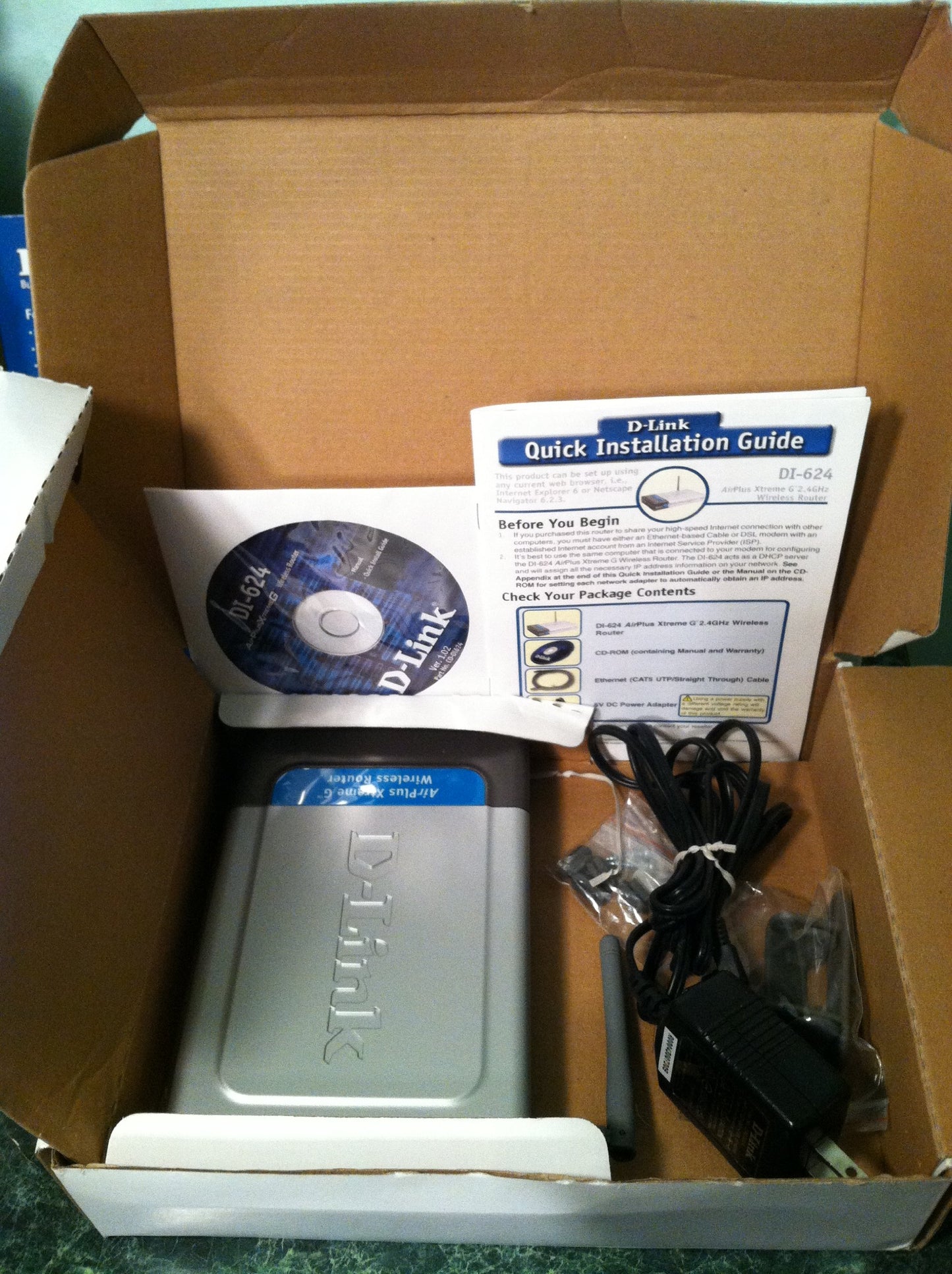 D-Link DI-624 Wireless Cable/DSL Router, 4-Port Switch, 802.11g, 108Mbps