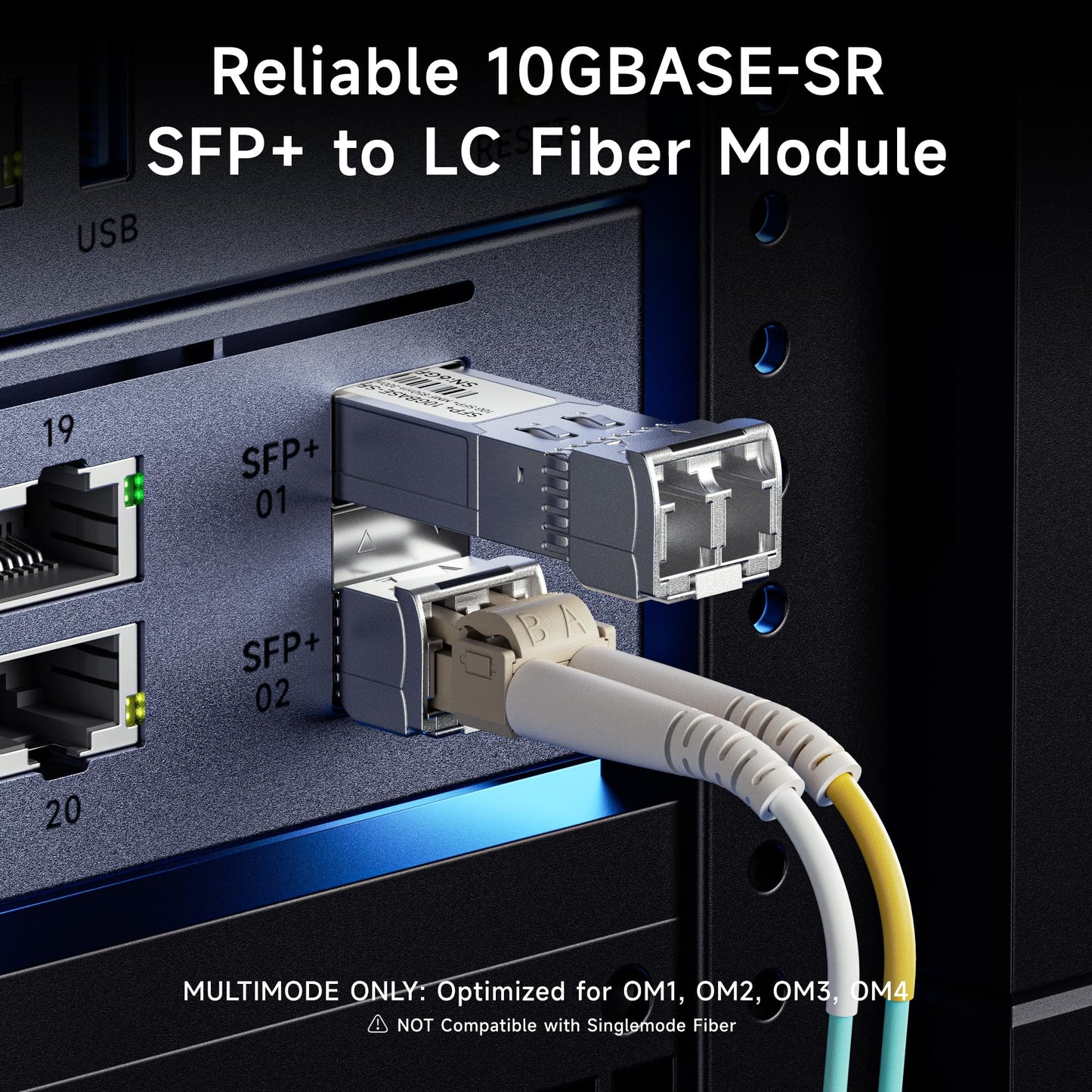 Cable Matters 2-Pack 10GBASE-SR SFP+ LC Fiber Transceiver, up to 300m