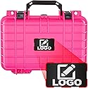 Eylar Protective Gear and Camera Hard Case with Custom Logo Plate Waterproof Dry Box with Foam 11.6 Inch 8.3 Inch 3.8 Inch (Pink)