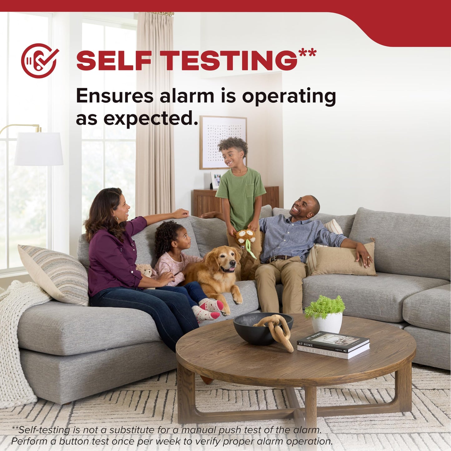 Kidde Smoke Detector, 10-Year Battery Powered, with LED Status Lights, 85 dB Alarm, 5-inches