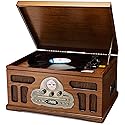 SoundBeast All-in-One Turntable with 3-Speed Record Player, Bluetooth, CD, Cassette Tape, AM/FM Radio, USB, Built-in Speakers, Handmade Wooden