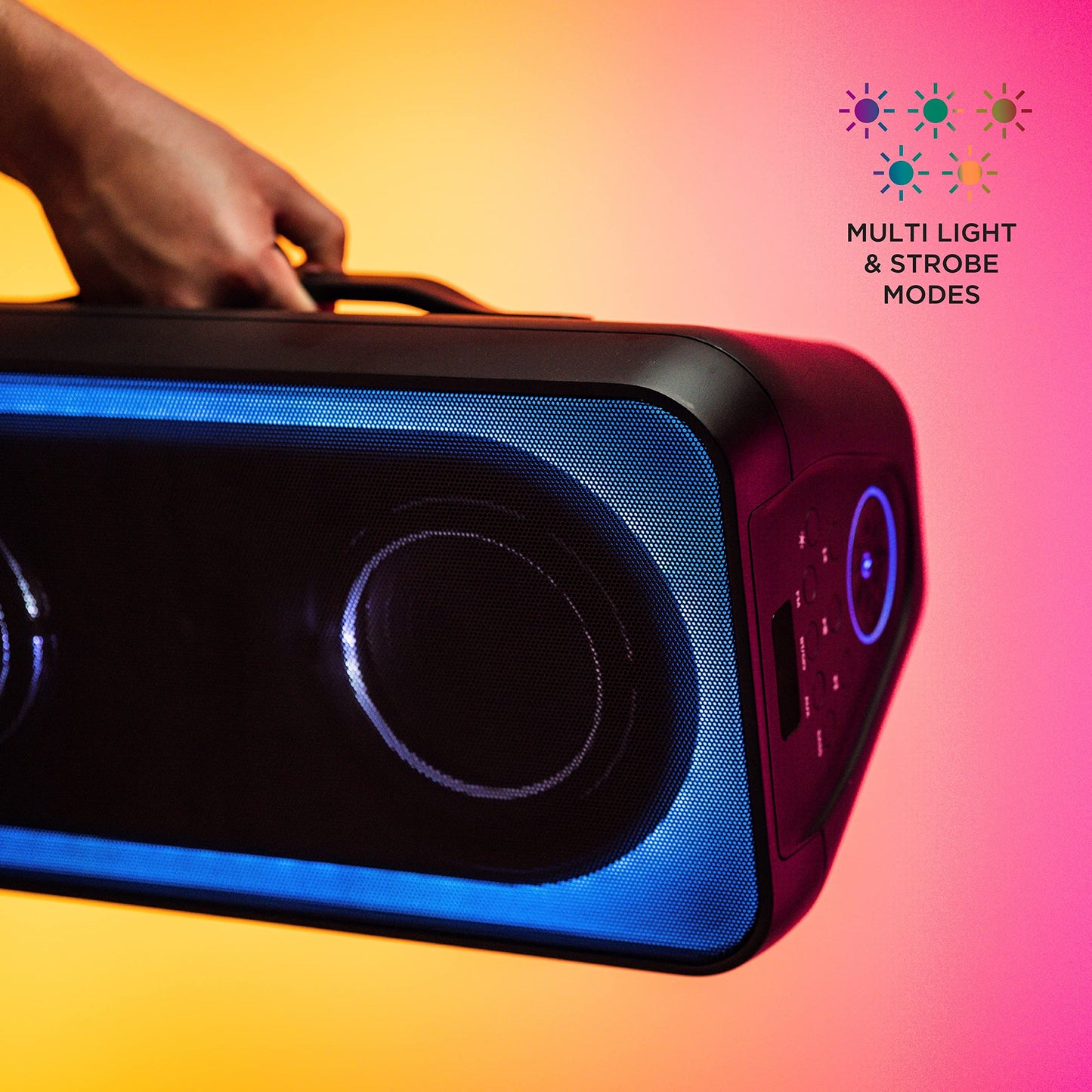 Altec Lansing Shockwave 200 Wireless Party Speaker 180W Bluetooth Speaker with a Long Lasting 12 Hour Battery, Multi LED Party Modes, Multiple bass