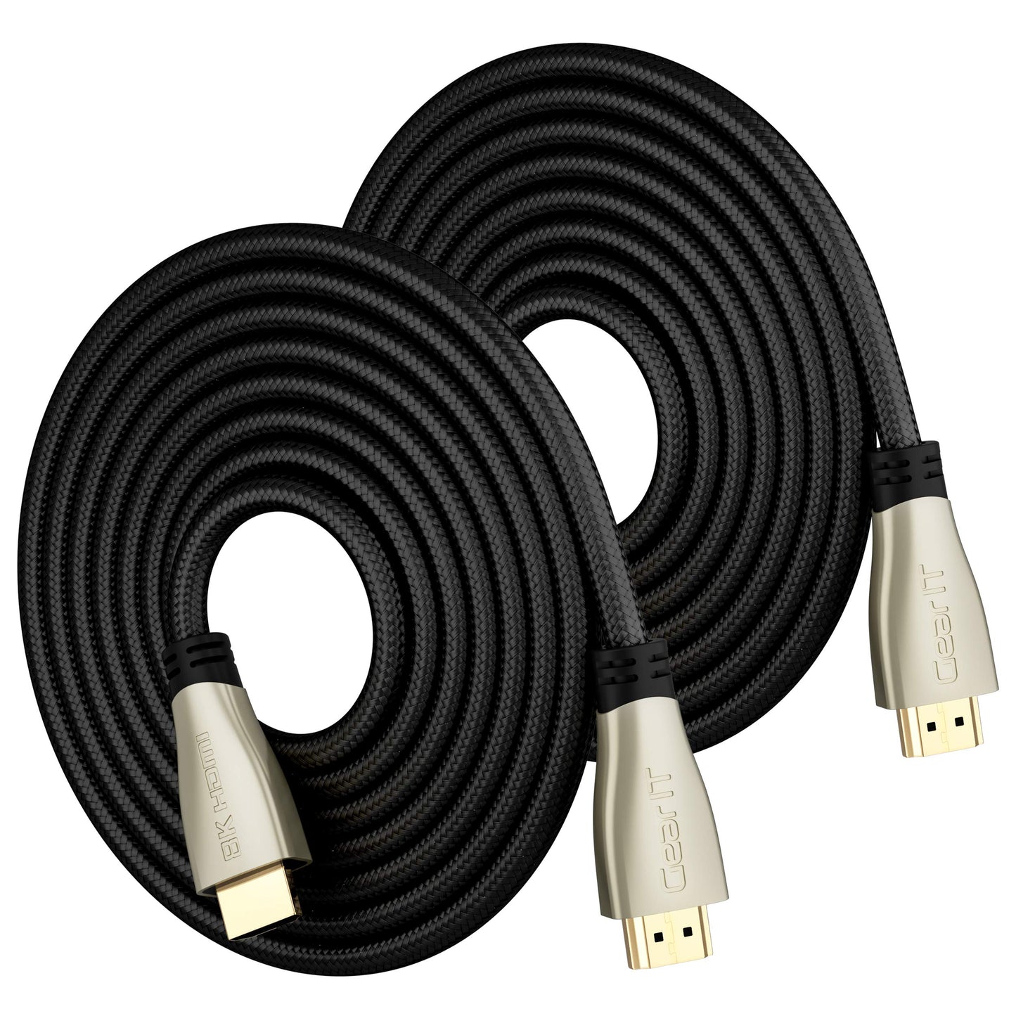 GEARit Premium Braided HDMI 2.1 8K 60Hz 48Gpbs Cable 6.6ft 2-Pack