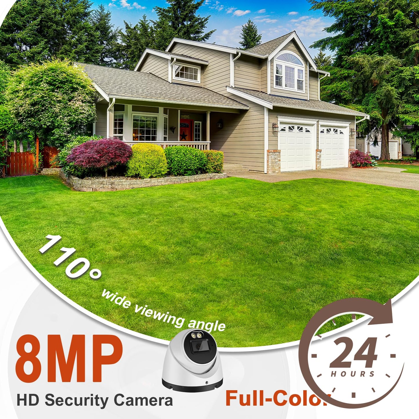 MWRCTV 4K 8MP Security Audio Dome Camera Smart Dual Lights PoE Turret IP Camera Outdoor Indoor,2.8mm Wide Angle Lens,AI Human Detection,Color Night