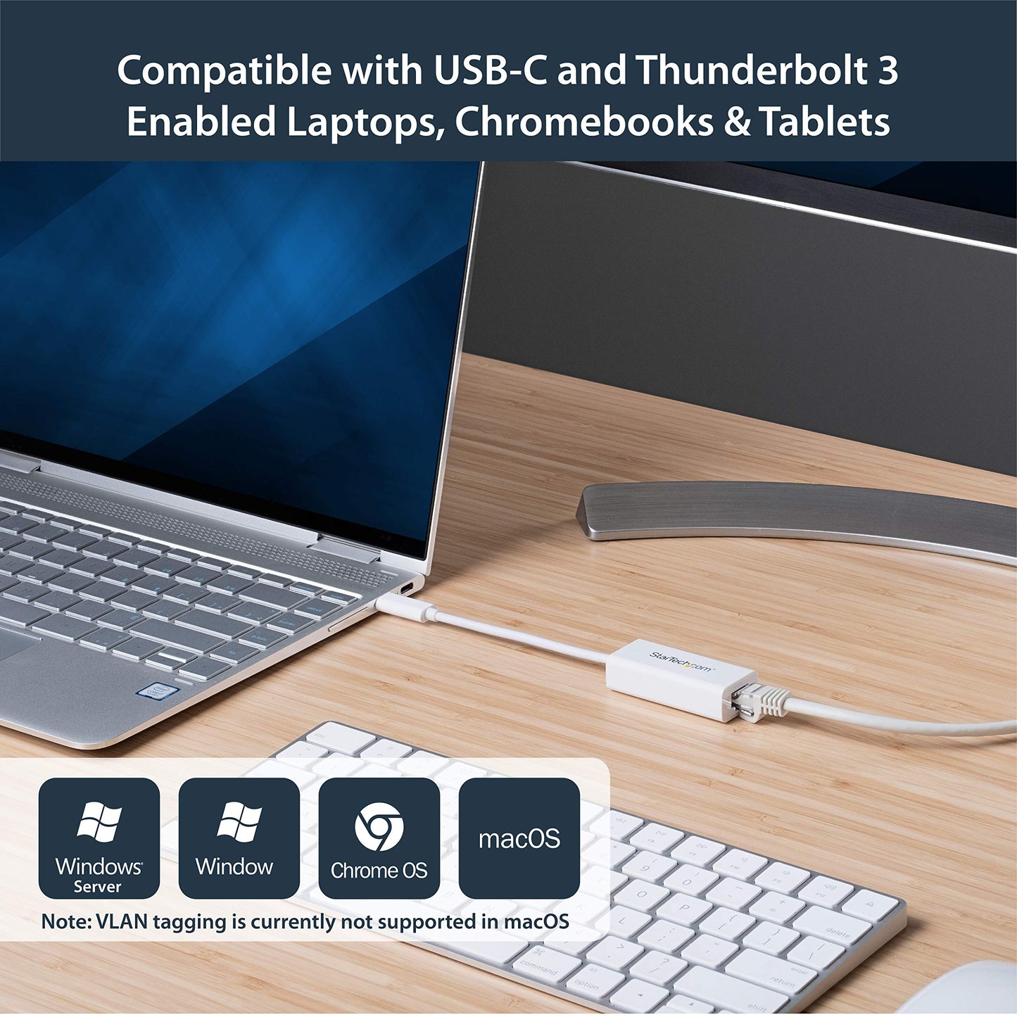 StarTech USB-C to Gigabit Ethernet Adapter, RJ45 LAN Network Converter