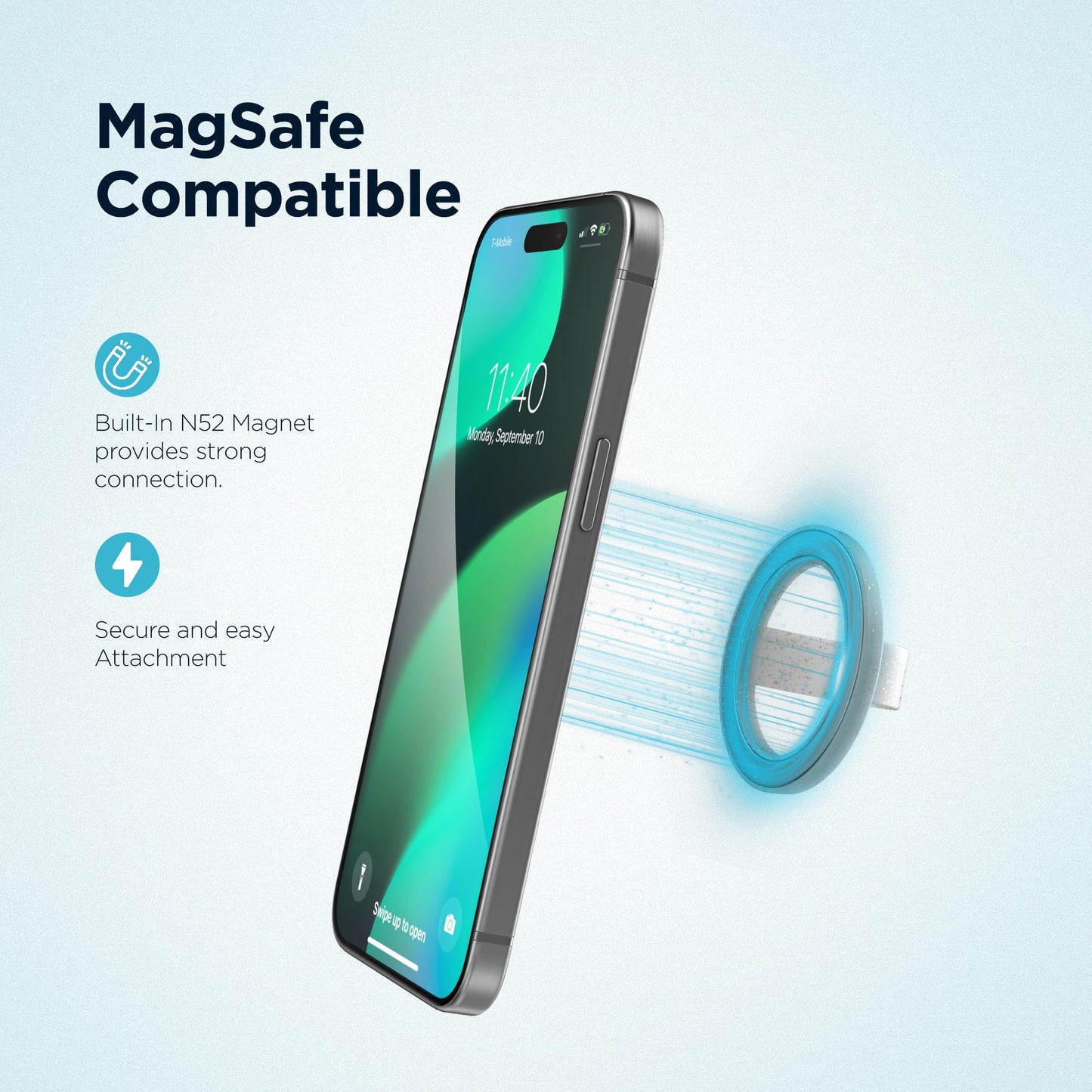 2-Pack Magnetic Phone Grip Holders Compatible with MagSafe, Soft-Touch Silicone Finger Loops for iPhone, Comfortable and Secure Fit (Clear Sparkle