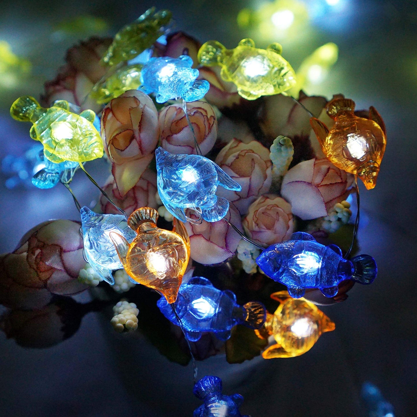 Cynzia Beach Ocean Fishes String Light, 40LED Decoration Lights USB Plug in with 8 Modes Remote Control, Waterproof Fairy Lights for Bedroom Party