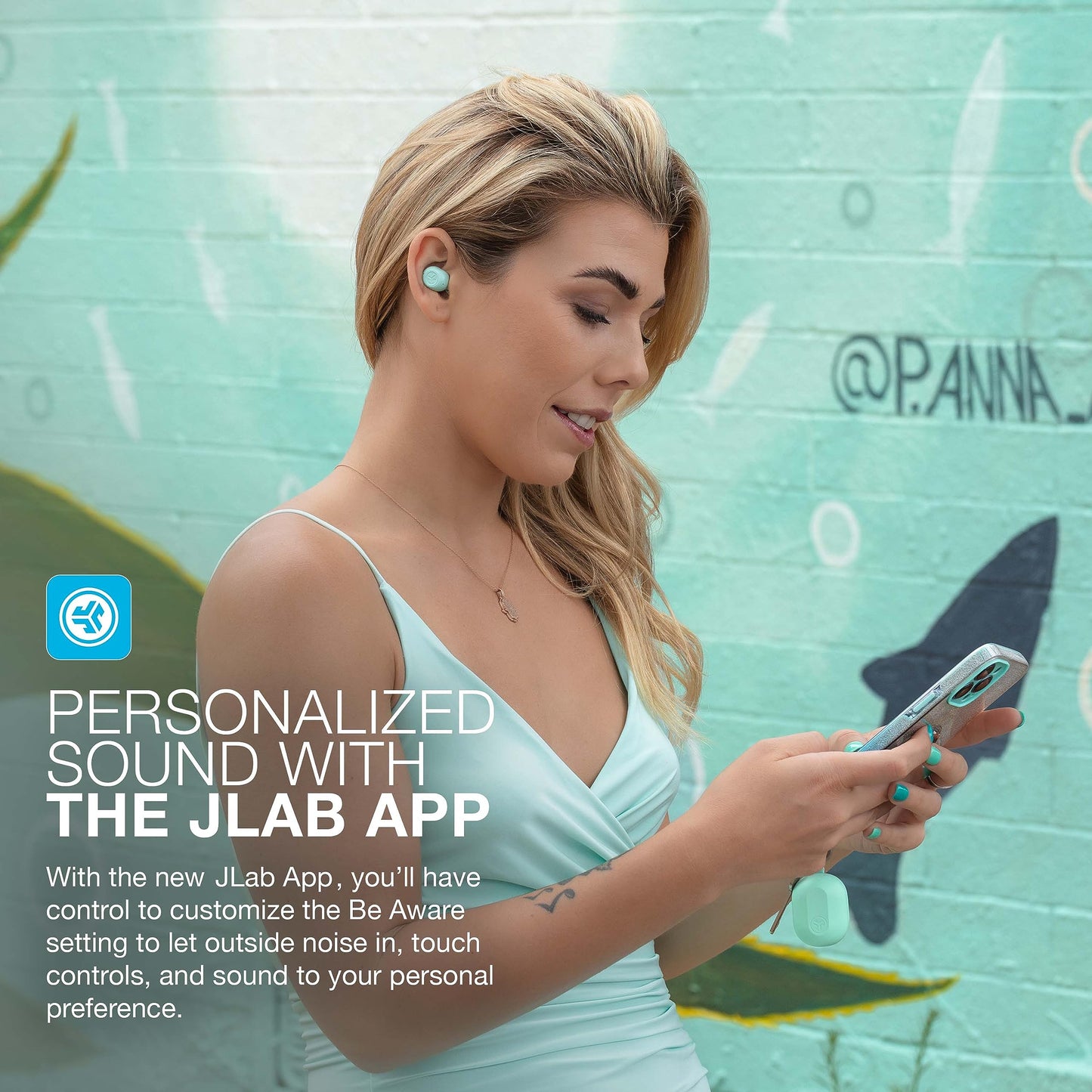 JLab JBuds Mini True Wireless Bluetooth Earbuds + Charging Case, Mint, IP55 Sweat and Dust Proof, Bluetooth Multipoint, Be Aware Audio, 3 EQ Sound