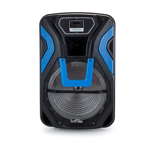 beFree Sound 15 Inch Rechargeable Bluetooth Portable Party PA Speaker System with SD/FM/USB Inputs, Black