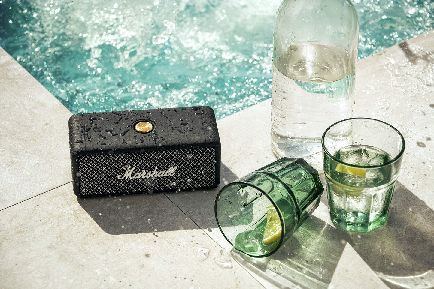 Marshall Emberton Portable Bluetooth Speaker Black and Brass 1005696 (Renewed)