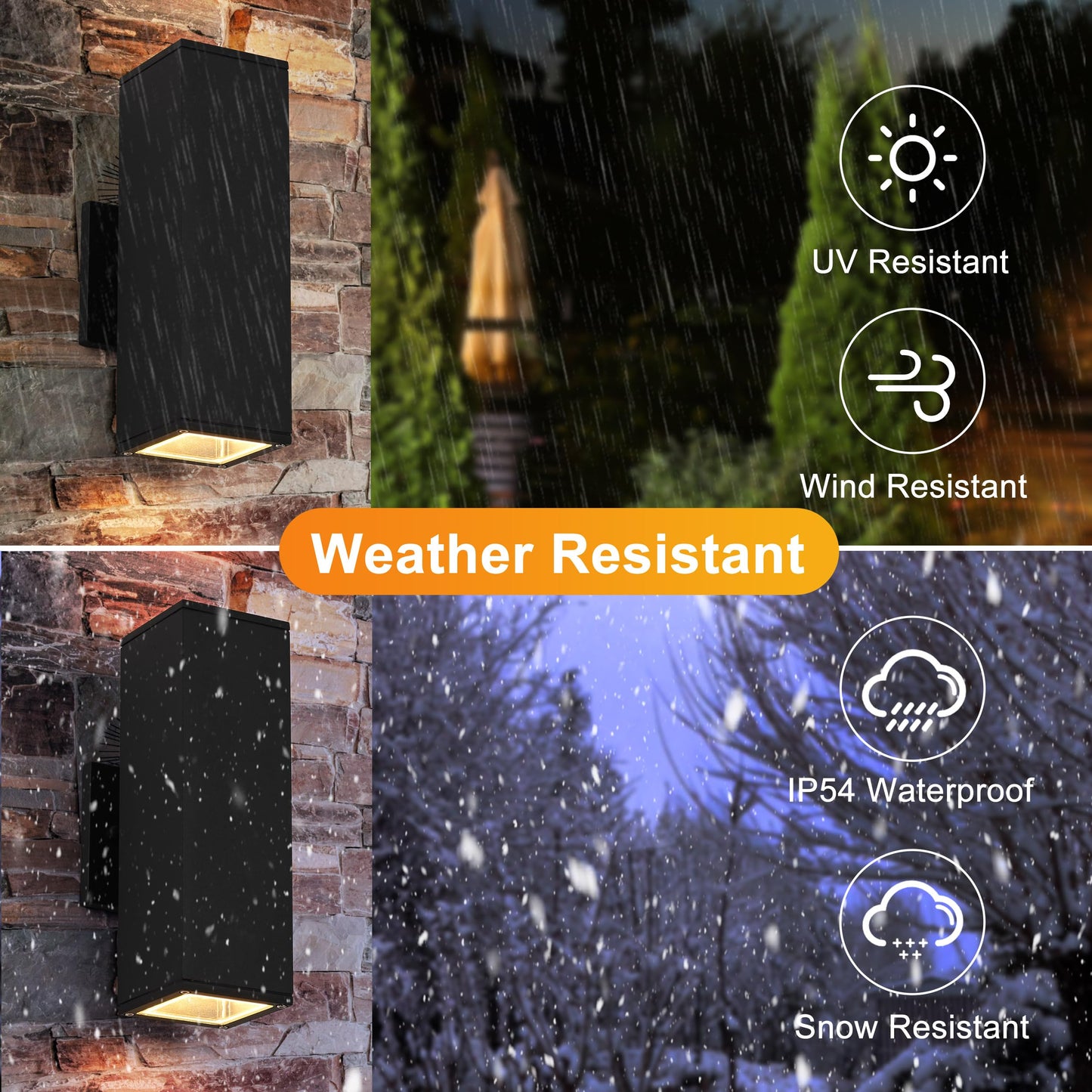YOFOVI Outdoor Wall Lights, 2 Pack Waterproof Exterior Lighting Fixtures, Anti-Rust Outdside Light Fixture Black Aluminum Porch Lights for Garage