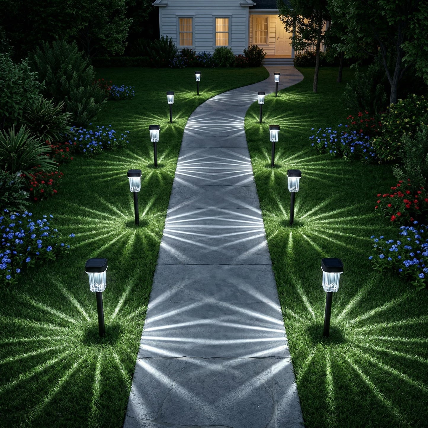 LIANGLOME Solar Pathway Lights Outdoor 12 Pack - IP55 Waterproof Solar Powered Garden Lights 6000K Cold White LED, Auto On/Off Outdoor Solar Lights