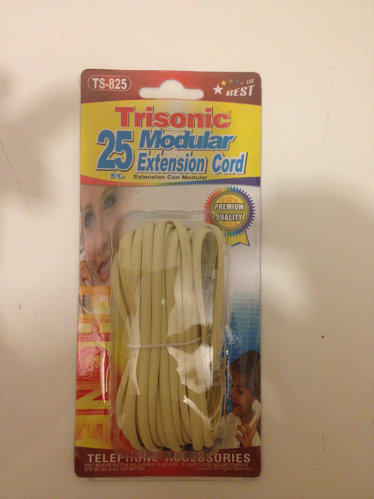 Trisonic 25 feet Telephone Phone Extension Cord Cable Line Wire (25 Feet, Ivory) TS-825