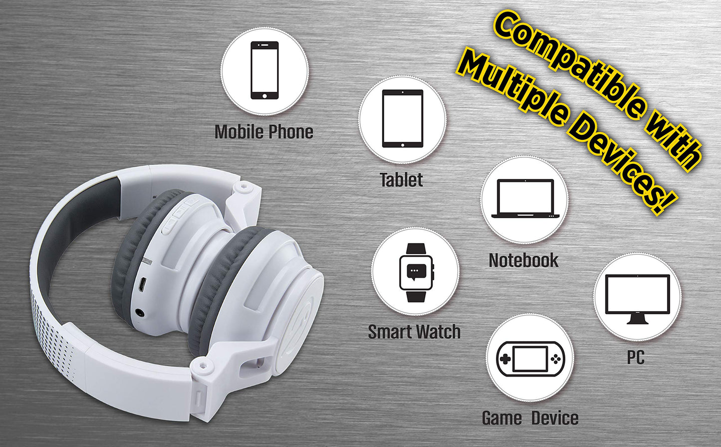 eKids Kids Bluetooth Headphones, Wireless Headphones with Microphone Includes Aux Cord, Volume Reduced Kids Foldable Earphones for School, Home, or…