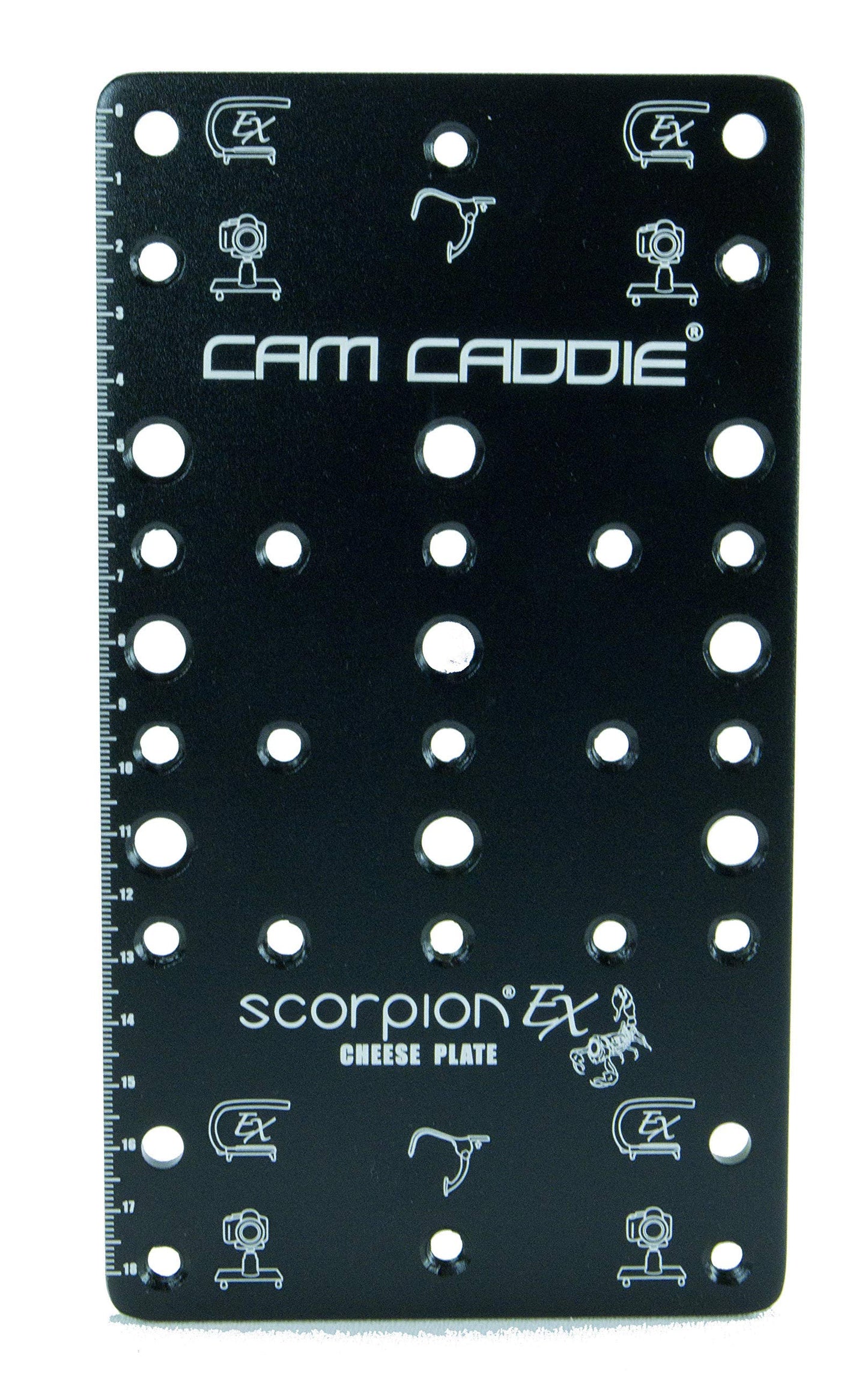 Cam Caddie Scorpion EX Photo Video Cheese Plate / Tripod Mount with (21) ¼”-20 and (9) 3/8"-16 Threaded Holes - Heavy Duty Aluminum Anodized Flat