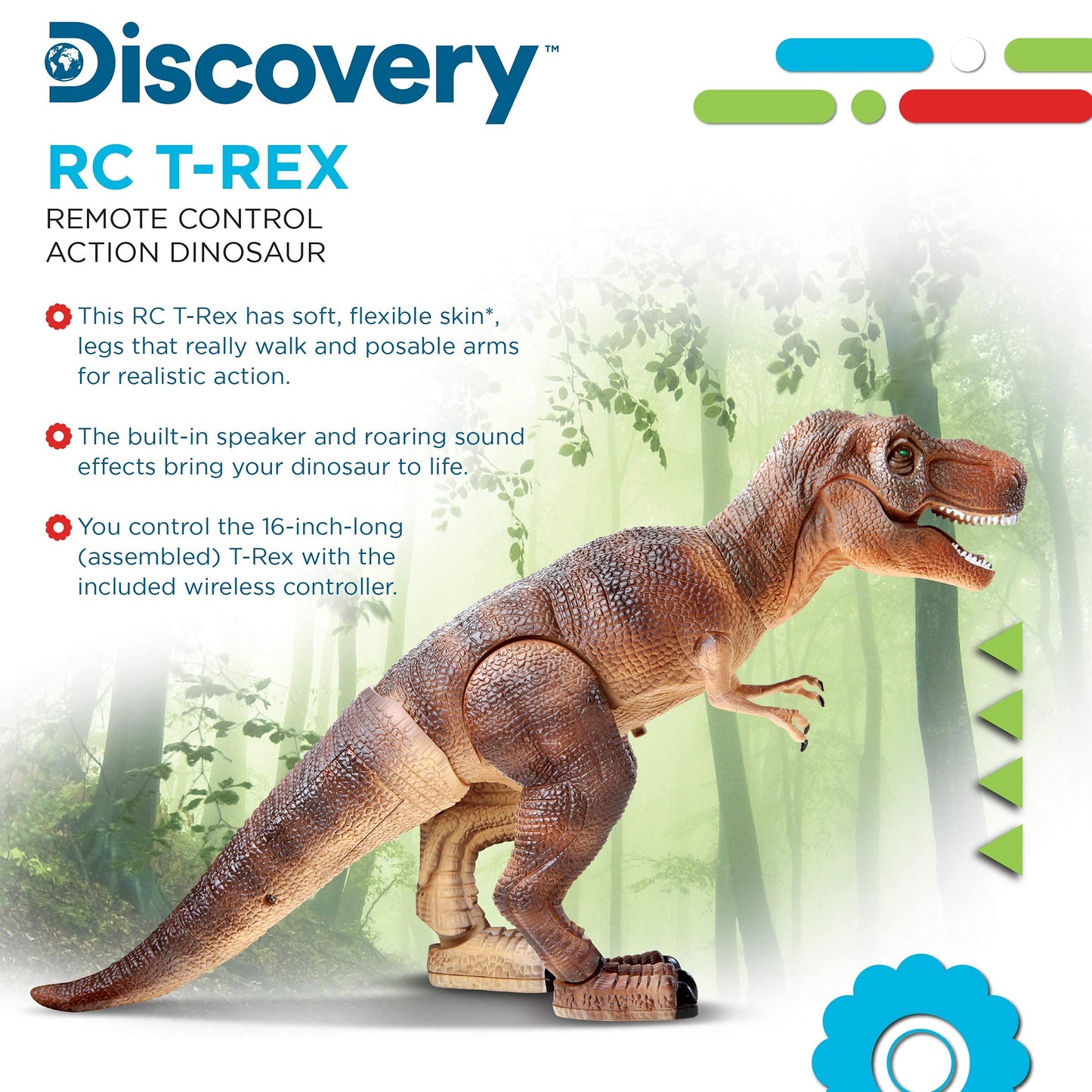 Discovery™ Remote Control T-Rex Dinosaur - Realistic Jurassic RC Action Figure with Walking Legs, Roaring Sounds, Chomping Mouth| Dinosaur Toys…