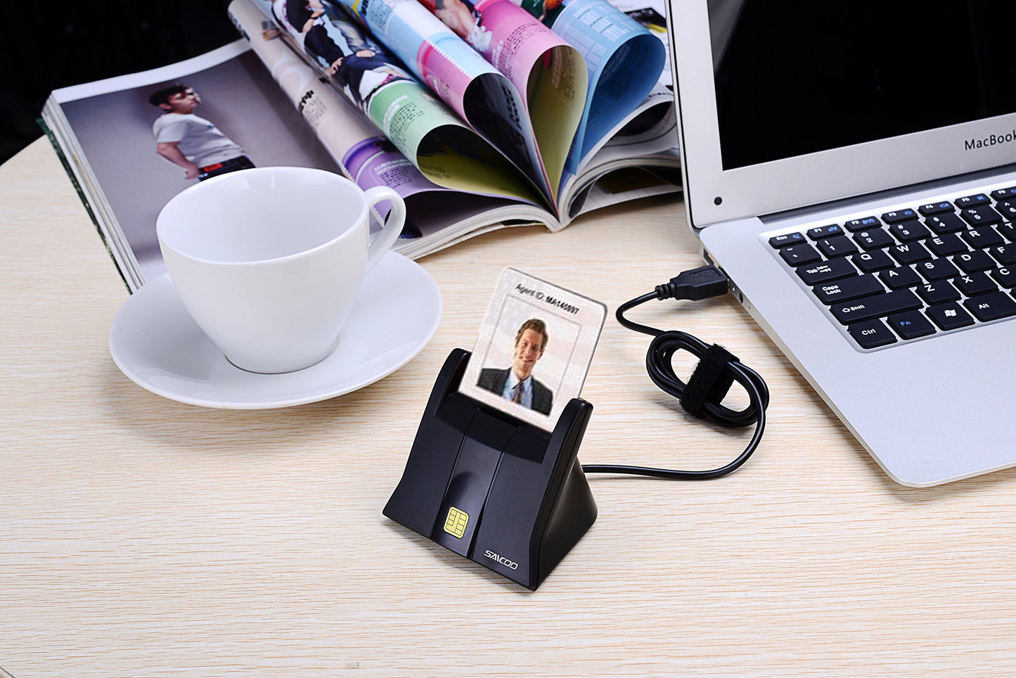 SAICOO Smart Card Reader, DOD Military USB Common Access CAC Card Reader, Compatible with Mac OS, Win (Vertical Version)