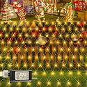 oopswow Christmas Net Lights Outdoor,9.8ft x 6.6ft Mesh Light Waterproof Tree Light,200Led Net String Lights Plug in with 8Modes Connectable