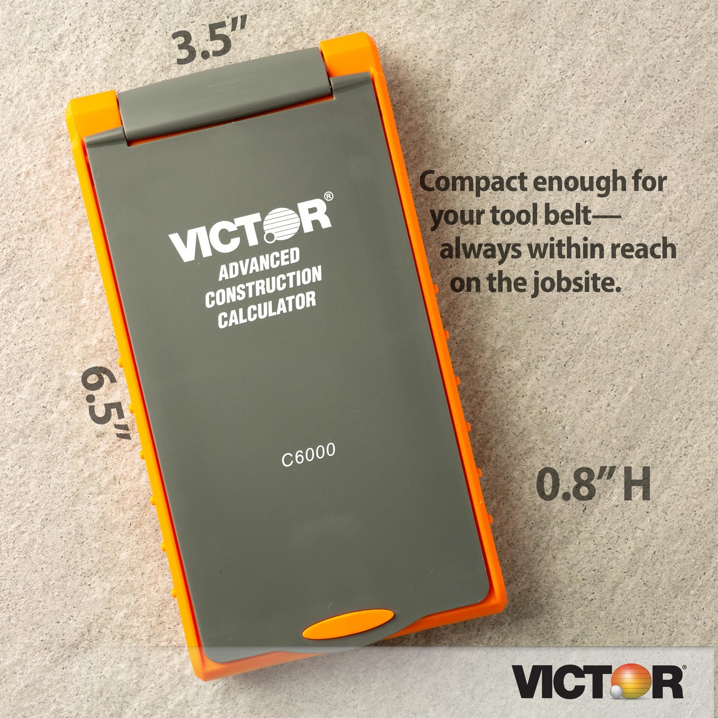 Victor C6000 Advanced Construction Calculator with Protective Case Displays in Fractional or Dimensional Forms Perfect for Carpenters