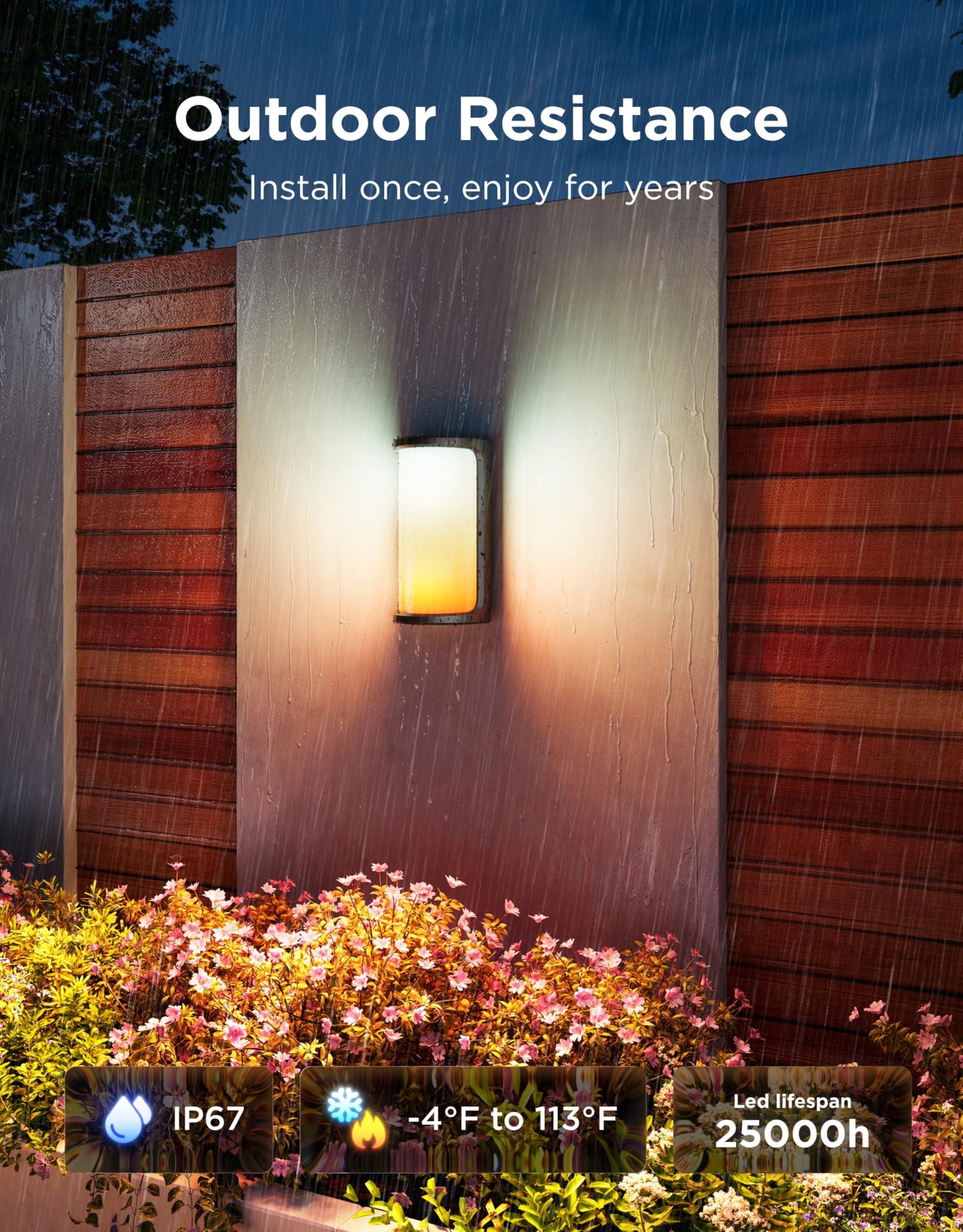 Govee Outdoor Wall Lights Pro, 2 Pack, 2000LM, RGBICWW 72-Zone Customization, Music-Sync, IP67 Waterproof for Outdoor Decor, Porch, Garage, Yard