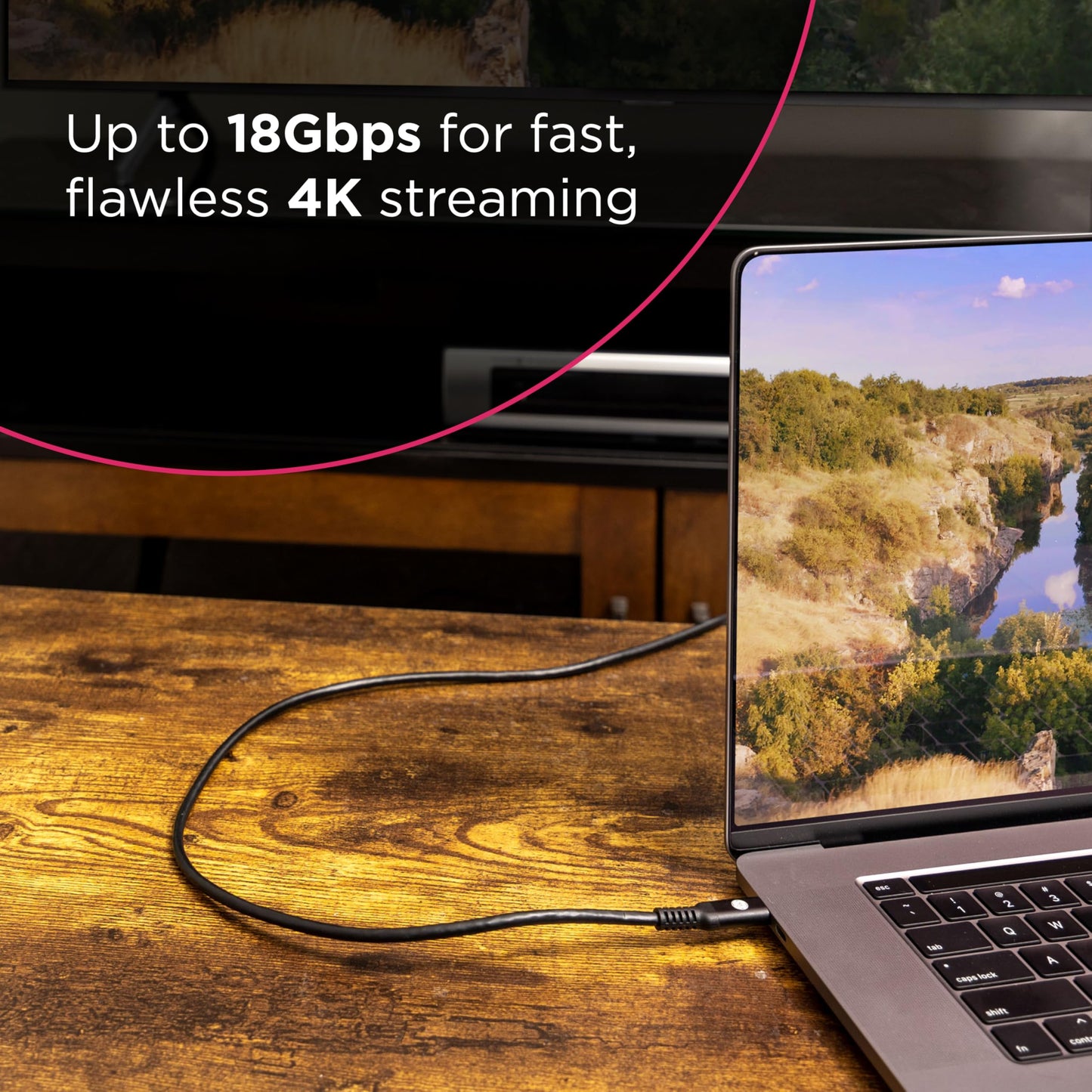 GE USB-C to HDMI 2.0 Cable, 6ft - 4K@60Hz UHD Video & Audio, Plug & Play, High-Speed 18Gbps, Compatible with MacBook, Chromebook, Laptops & More