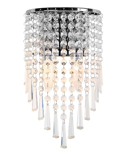 Atop Lighting Decor Mini Crystal Wall Sconce Modern Chrome Wall Light Fixtures 2 Lights Wall Lamps for Bedroom Living Room