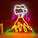 LIUOZHTEA Volcano Eruption Neon Sign Adjustable Multi-colored Volcano Light Up Sign Usb Powered LED Game Neon Sign for Bedroom Game Room Bar Pub Party