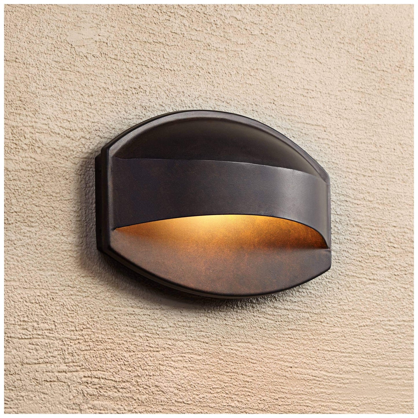 Possini Euro Design Xane Modern Outdoor Wall Light Fixture Halogen Bronze Metal 11" Eyebrow Curving Frame Dark Sky Design for Exterior House Porch