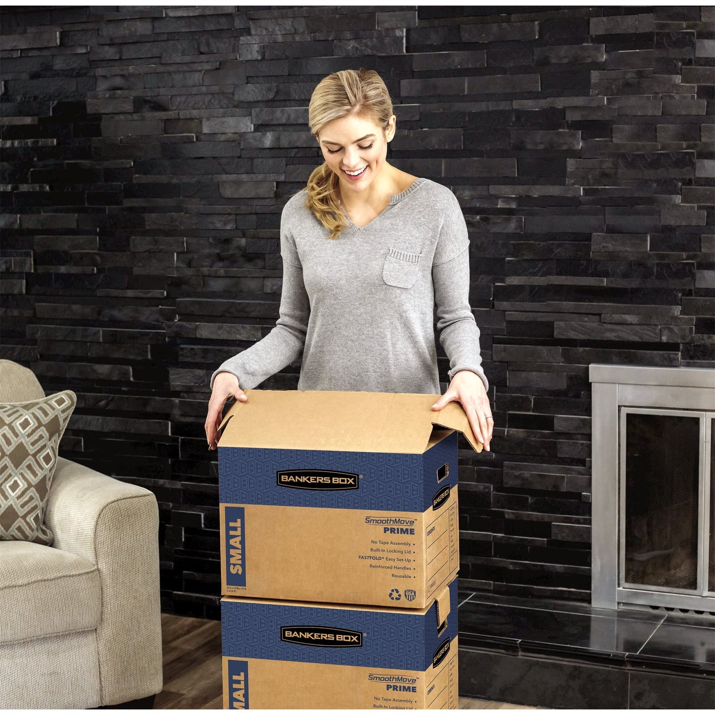 Bankers Box 10-Pack Small Prime HD Moving Boxes with Reinforced Handles