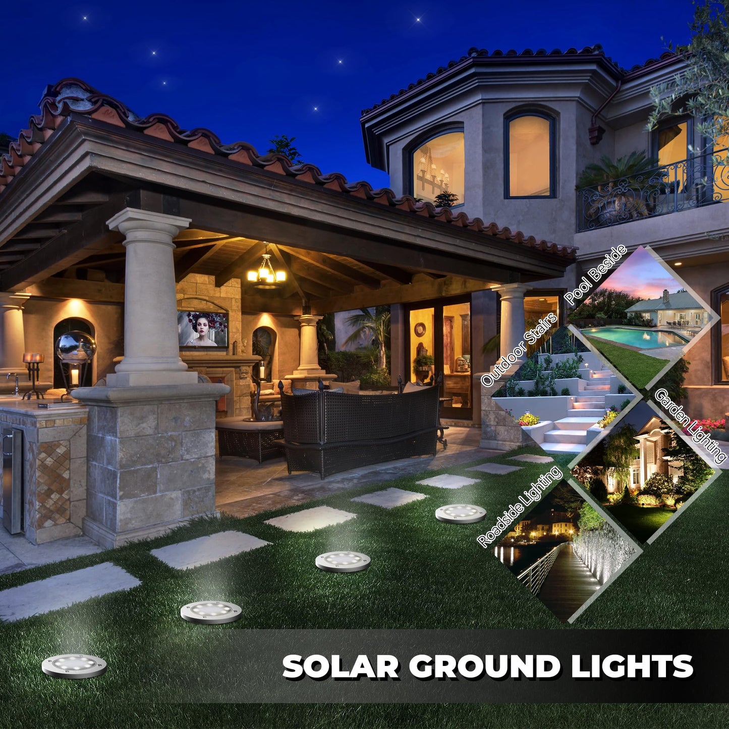DUUDO Solar Lights Outdoor 16 Pack, Solar Garden Outdoor Waterproof Pathway Lights Bright In-Ground Light Outdoor Lighting Decor for Lawn, Patio