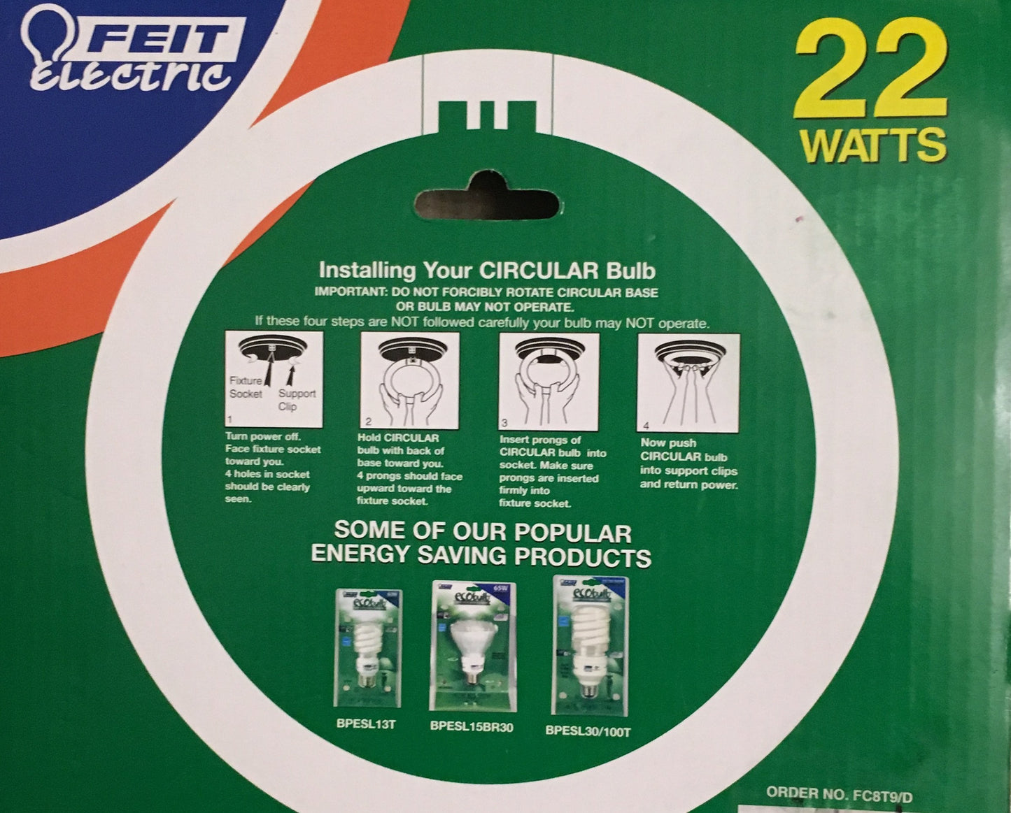 Feit Electric 22 watts T9 8 in. Dia. Circline Fluorescent Bulb Daylight Linear 6500 K 1 pk