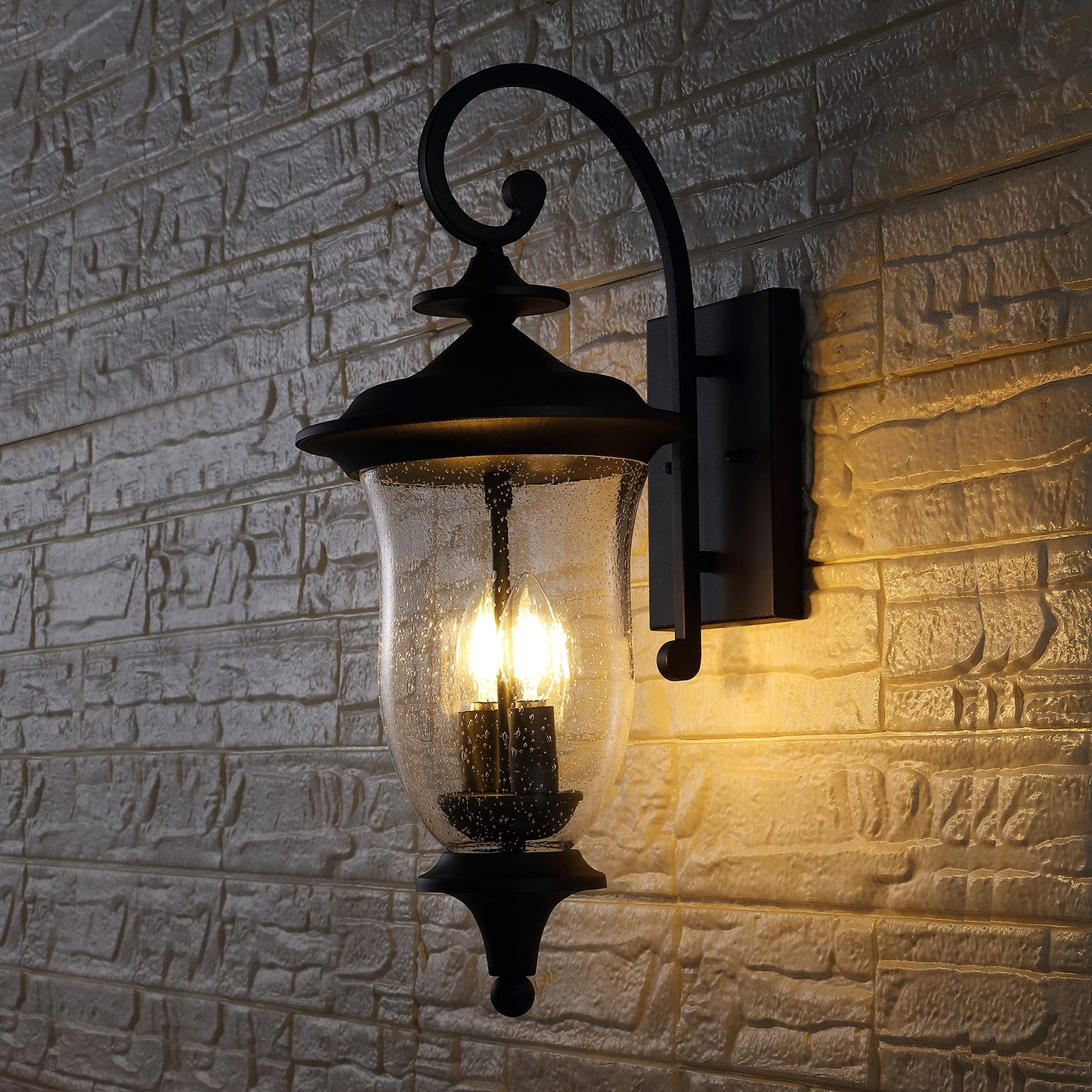 SAFAVIEH Lighting Collection Dowell Black 2-Light Outdoor Wall Sconce Set of 2